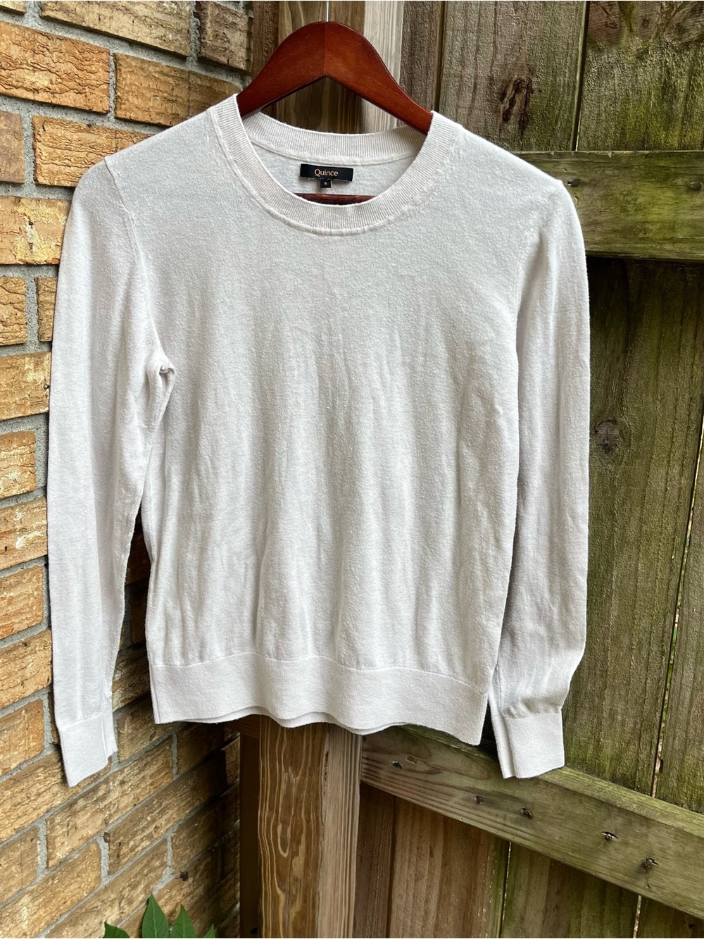 Quince Women's Crewneck Sweater in Light Cream Organic Cotton/Viscose/Cashmere